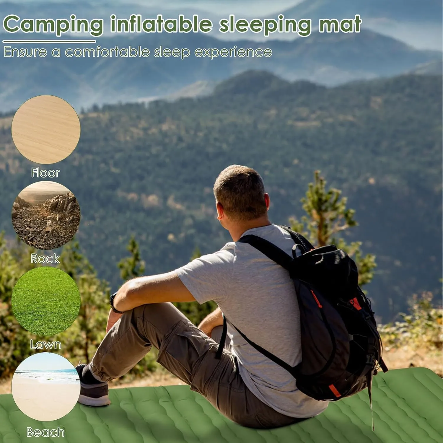Camping Mat Tear Resistant Nylon Sleeping Pad with Built in Foot Pump Waterproof, Camping Mattress for Backpacking Hiking Traveling,Inflatable Sleep Mat,in Self-Inflating Sleeping Mats