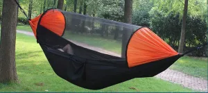 Camping Mosquito net Hammock, Portable Lightweight Parachute Nylon Double Hammock with Straps for Backpacking, Anti-Mosquito Hammock with Pole Mosquito net