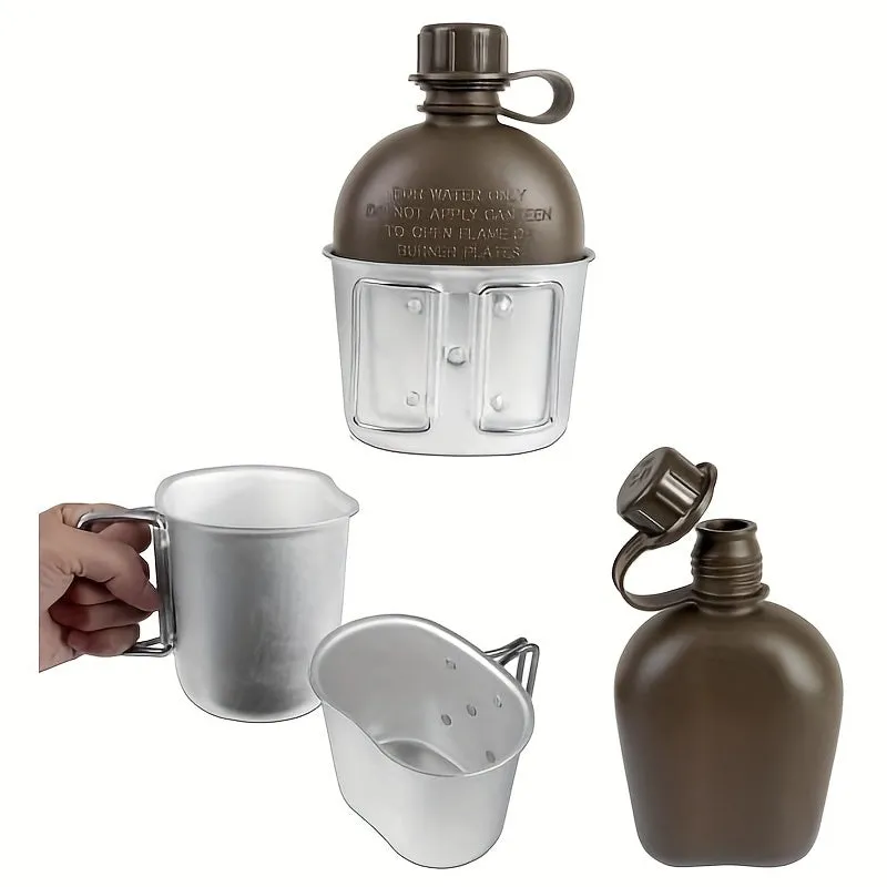 Camping Outdoor Multi-functional Kettle, Three-in-one Thermal Insulation Camouflage Kettle, With Oxford Cloth 304 Stainless Steel Liner, Suitable For Outdoor, Mountaineering, Hiking, Travel