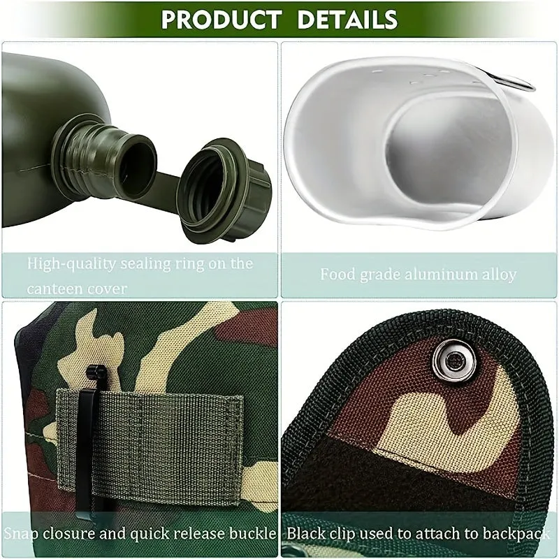 Camping Outdoor Multi-functional Kettle, Three-in-one Thermal Insulation Camouflage Kettle, With Oxford Cloth 304 Stainless Steel Liner, Suitable For Outdoor, Mountaineering, Hiking, Travel
