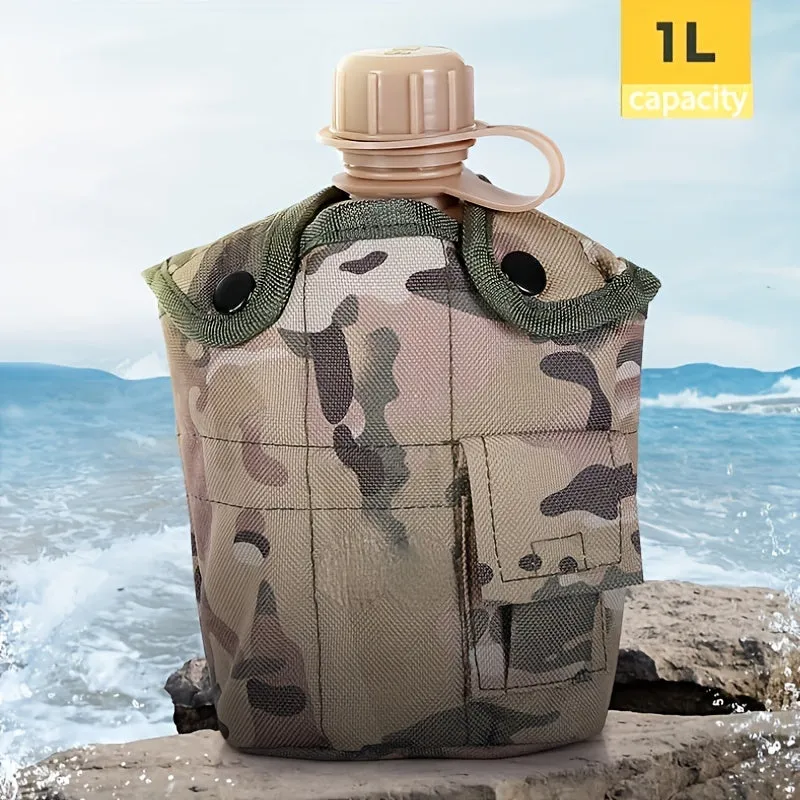 Camping Outdoor Multi-functional Kettle, Three-in-one Thermal Insulation Camouflage Kettle, With Oxford Cloth 304 Stainless Steel Liner, Suitable For Outdoor, Mountaineering, Hiking, Travel