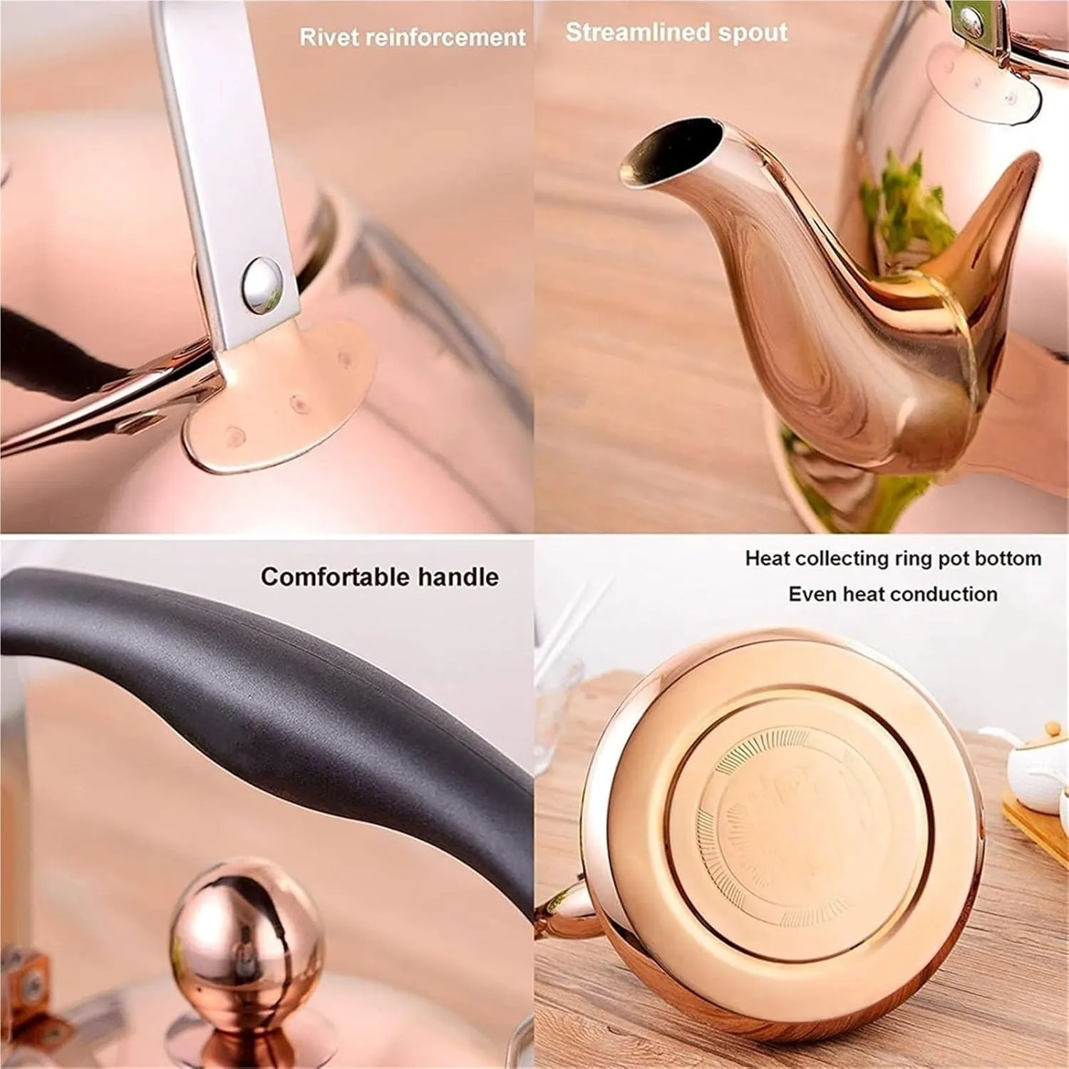 Camping Teapot, 304 Stainless Steel Tea Kettle for Stove Top, Streamlined Spout, Anti-Scalding Handle, for Family Kitchens and Restaurants(3L)