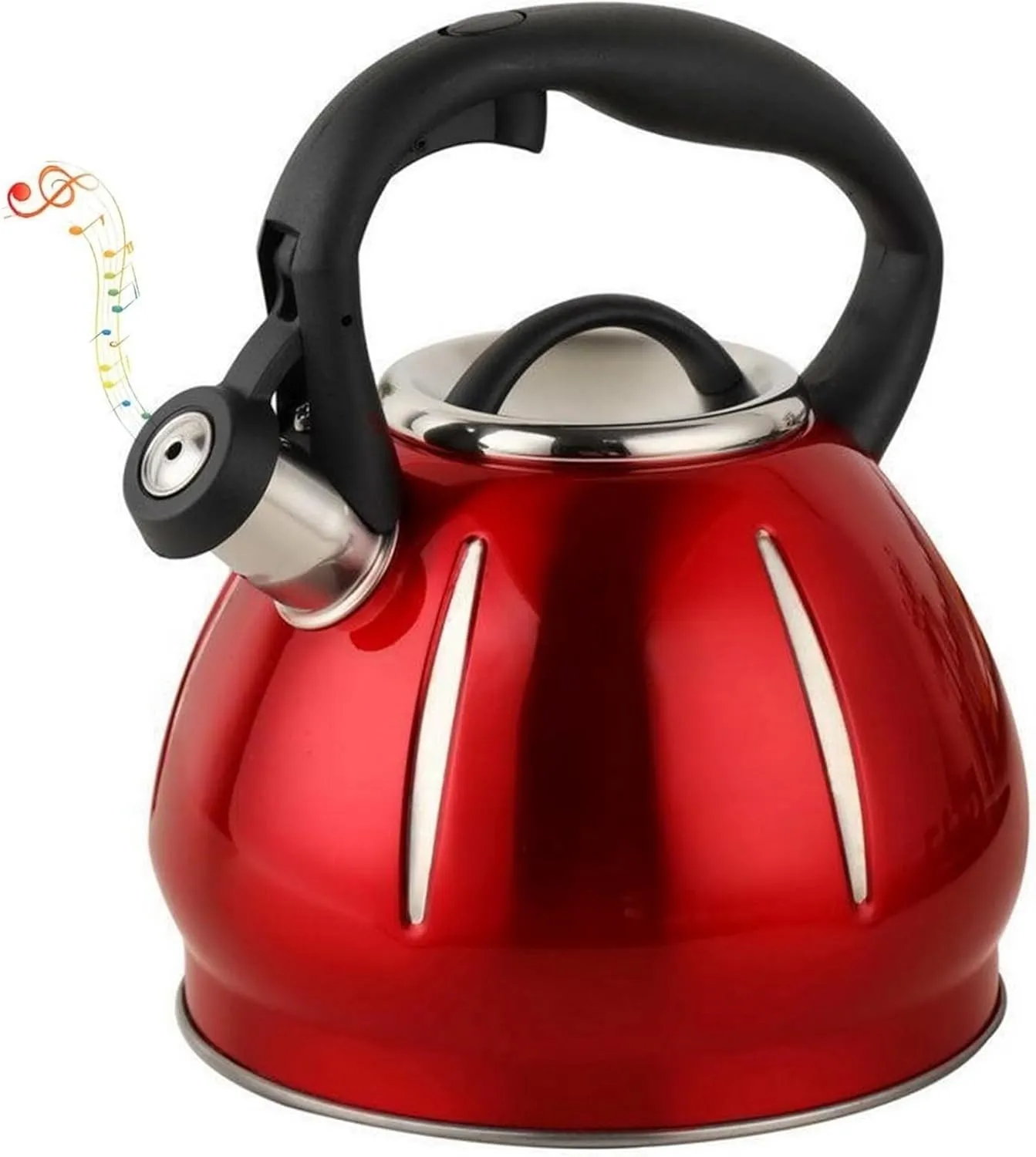 Camping Teapot, Tea Kettle for Stove Top, Whistling Teapot, a-Button Opening and Closing Design, for Boiling Water Coffee or Milk