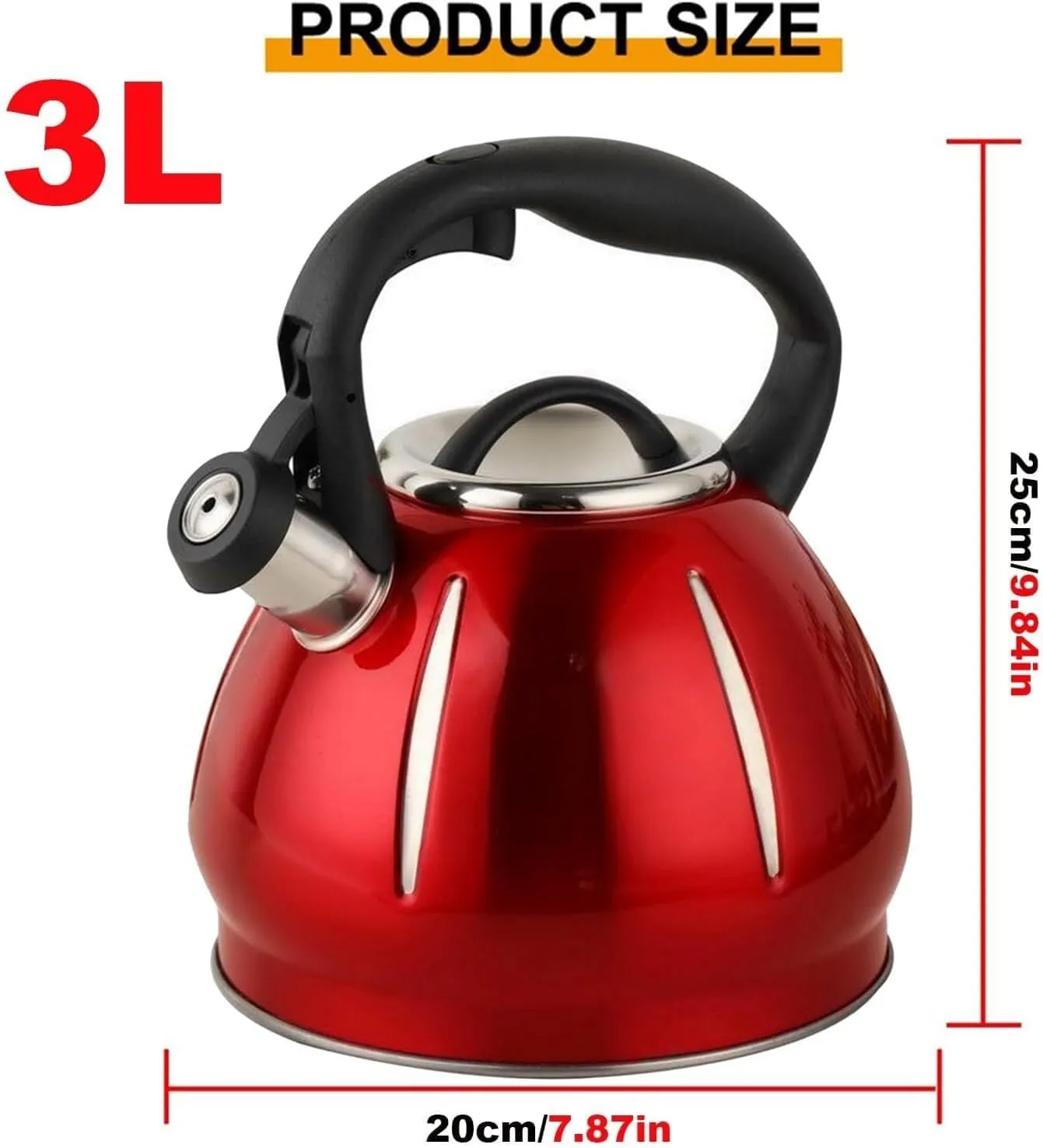 Camping Teapot, Tea Kettle for Stove Top, Whistling Teapot, a-Button Opening and Closing Design, for Boiling Water Coffee or Milk