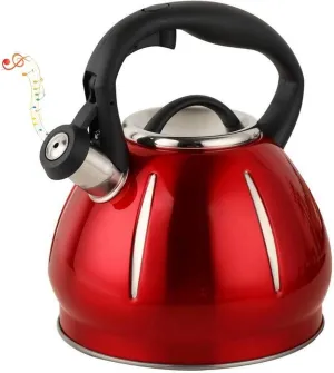 Camping Teapot, Tea Kettle for Stove Top, Whistling Teapot, a-Button Opening and Closing Design, for Boiling Water Coffee or Milk