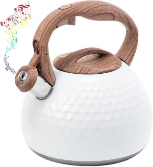 Camping Teapot, Tea Pots for Stove Top, Food Grade Stainless Steel Whistling Tea Kettle with Cool Touch Ergonomic Handle Teapot for Tea, Coffee, Water, Milk