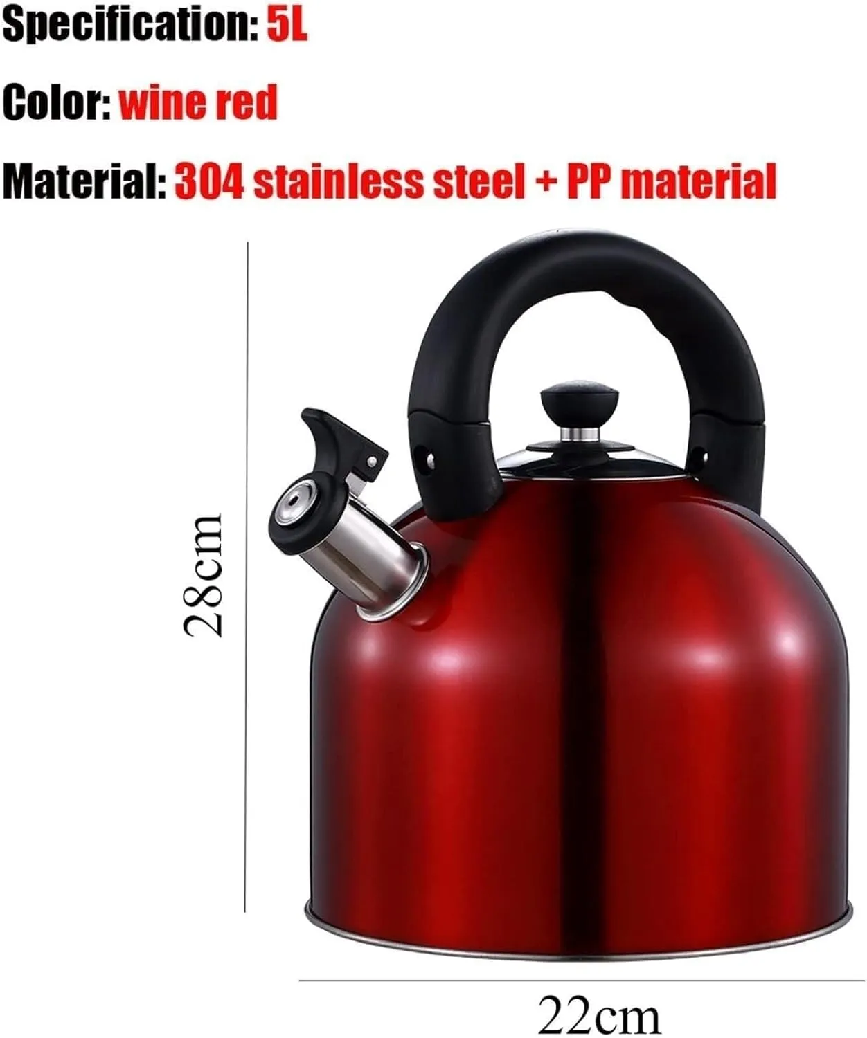 Camping Teapot, Whistling Tea Kettle, 304 Food Grade Surgical Stainless Steel Tea Pot, 5 Layer Composite Bottom, Kettle for Boiling Water Coffee or Milk