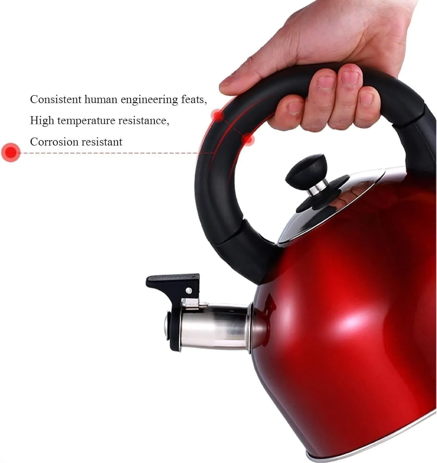 Camping Teapot, Whistling Tea Kettle, 304 Food Grade Surgical Stainless Steel Tea Pot, 5 Layer Composite Bottom, Kettle for Boiling Water Coffee or Milk