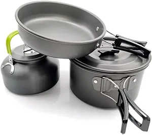 Camping Utensils Dishes Cookware Set Picnic Hiking Heat Exchanger Titanium Alloy Pot Outdoor Tourism Tableware