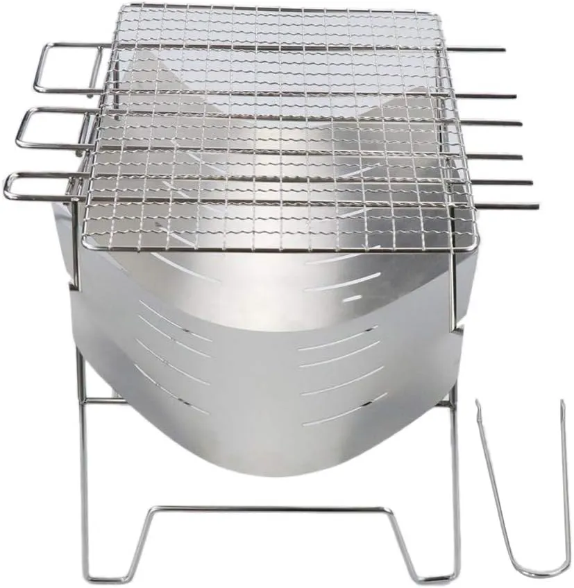 Camping Wood Stove Grill Folding Stainless Steel Firewood Buring Stove For BBQ