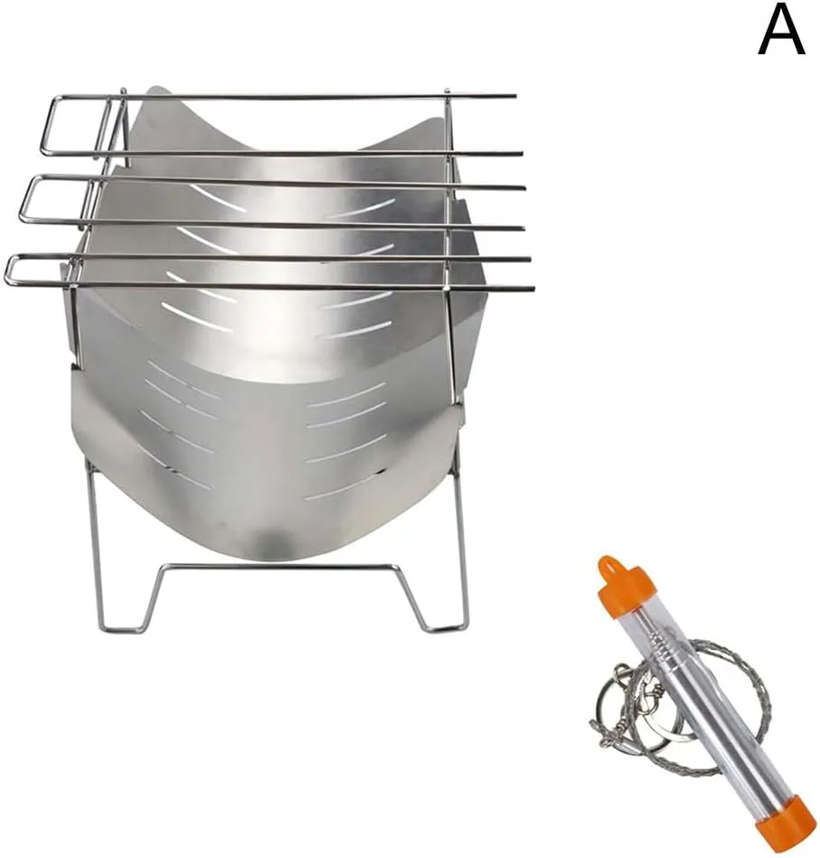 Camping Wood Stove Grill Folding Stainless Steel Firewood Buring Stove for Camping Cooking Picnic BBQ