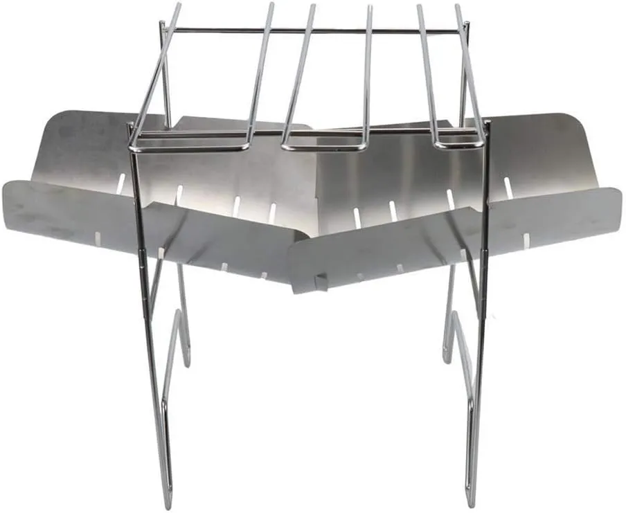 Camping Wood Stove Grill Folding Stainless Steel Firewood Buring Stove for Camping Cooking Picnic BBQ