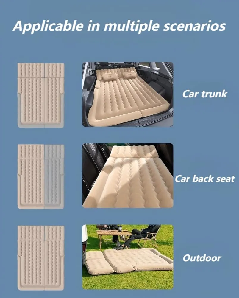 Car Air Mattress for BMW X7 G07 (7seats) 2019 2020 2021 2022 2023,Flocking & PVC Thickened Double-Sided Portable Foldable Sleeping Pad Back Seat Trunk Inflatable Electric Pump Pillows,B
