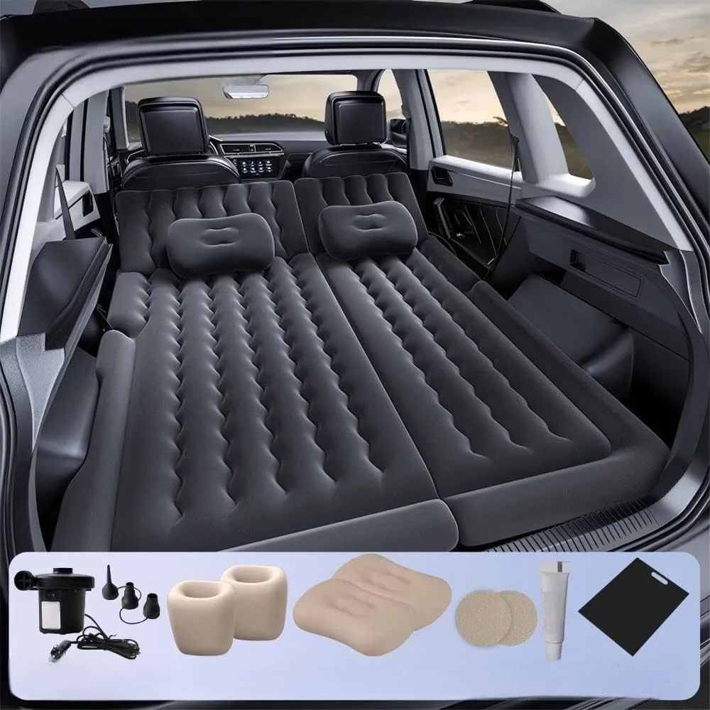 Car Air Mattress for BMW X7 G07 (7seats) 2019 2020 2021 2022 2023,Flocking & PVC Thickened Double-Sided Portable Foldable Sleeping Pad Back Seat Trunk Inflatable Electric Pump Pillows,B