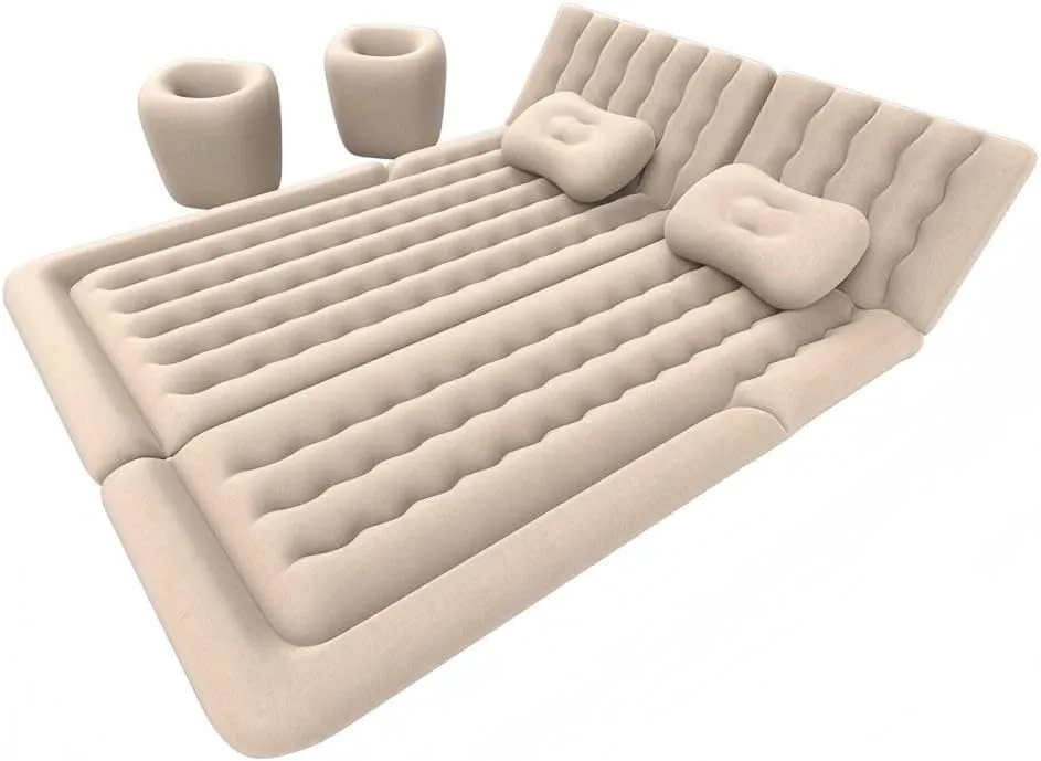 Car Air Mattress for BMW X7 G07 (7seats) 2019 2020 2021 2022 2023,Flocking & PVC Thickened Double-Sided Portable Foldable Sleeping Pad Back Seat Trunk Inflatable Electric Pump Pillows,B