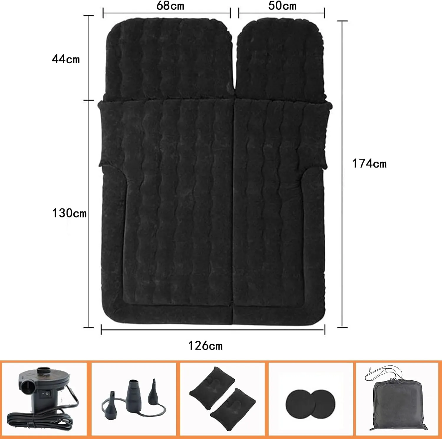 Car Air Mattress for Lynk & Co 08 EV 2023 2024, Travel Camping Thickened Portable Inflatable Bed PVC Flocking Trunk Sleeping Mats,Black