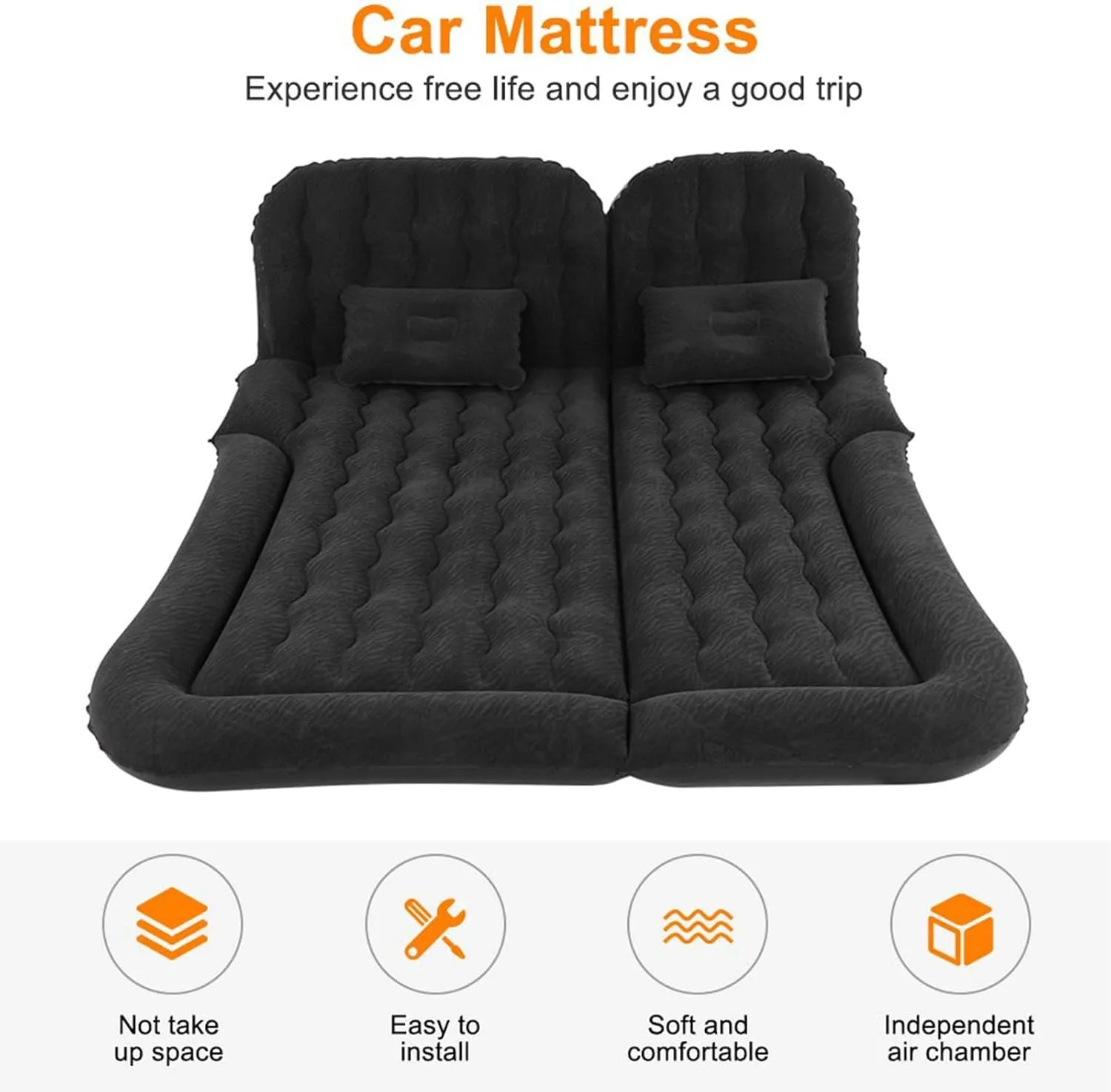 Car Air Mattress for Lynk & Co 08 EV 2023 2024, Travel Camping Thickened Portable Inflatable Bed PVC Flocking Trunk Sleeping Mats,Black