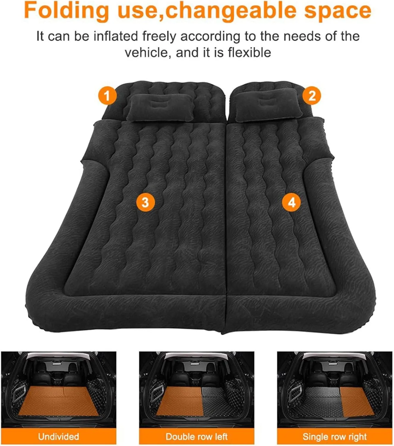 Car Air Mattress for Lynk & Co 08 EV 2023 2024, Travel Camping Thickened Portable Inflatable Bed PVC Flocking Trunk Sleeping Mats,Black
