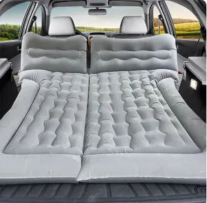 Car Air Mattress for Nissan Leaf 2011-2018 ZE0, Trunk Rear Seat Inflatable Thickened Flocking Travel Camping Bed, Air Pump 2 Pillows,Grey