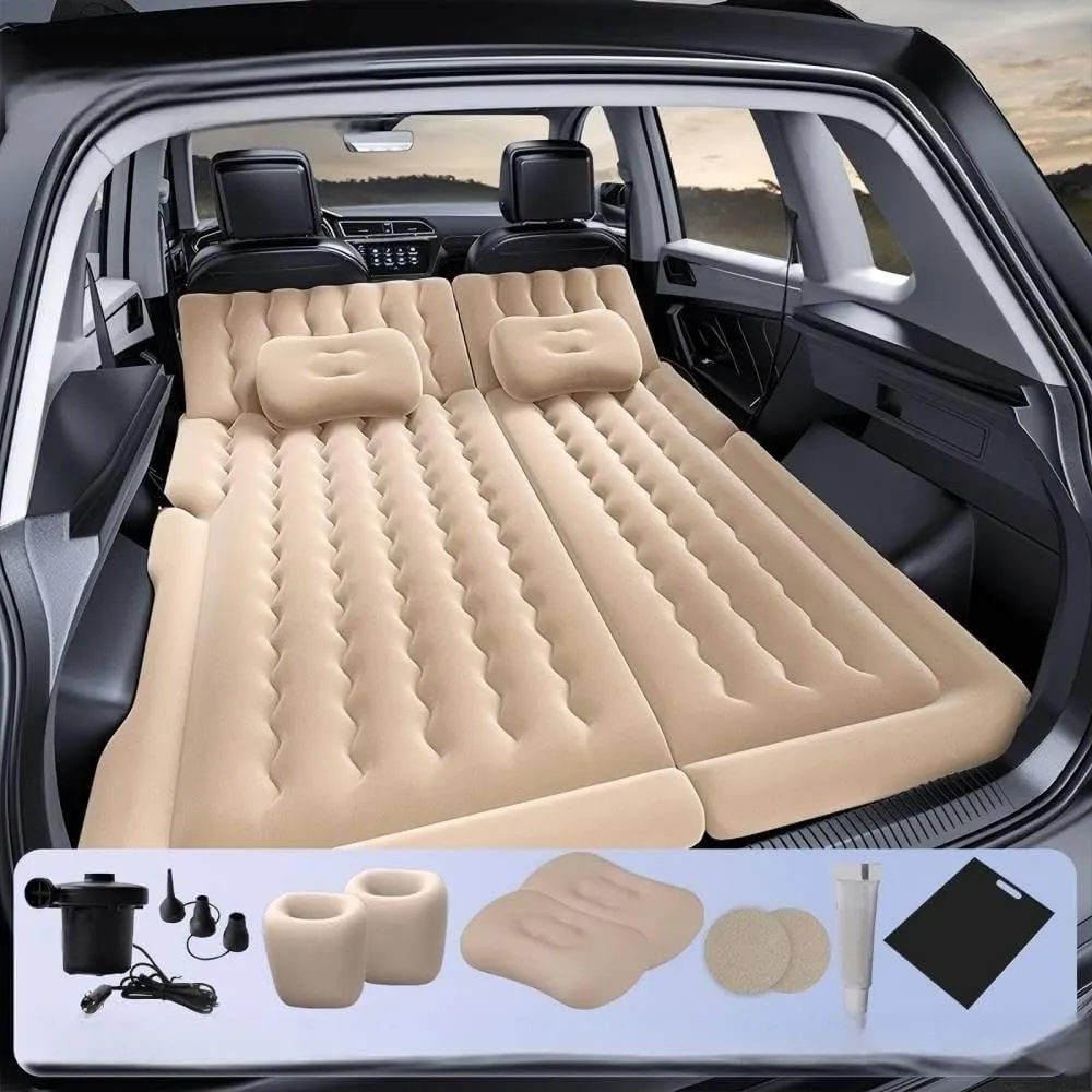 Car Air Mattress for Seat Arona 2017 2018 2019 2020 2021 2022 20232024,Flocking & PVC Thickened Double-Sided Portable Foldable Sleeping Pad Back Seat Trunk Inflatable Electric Pump Pillows