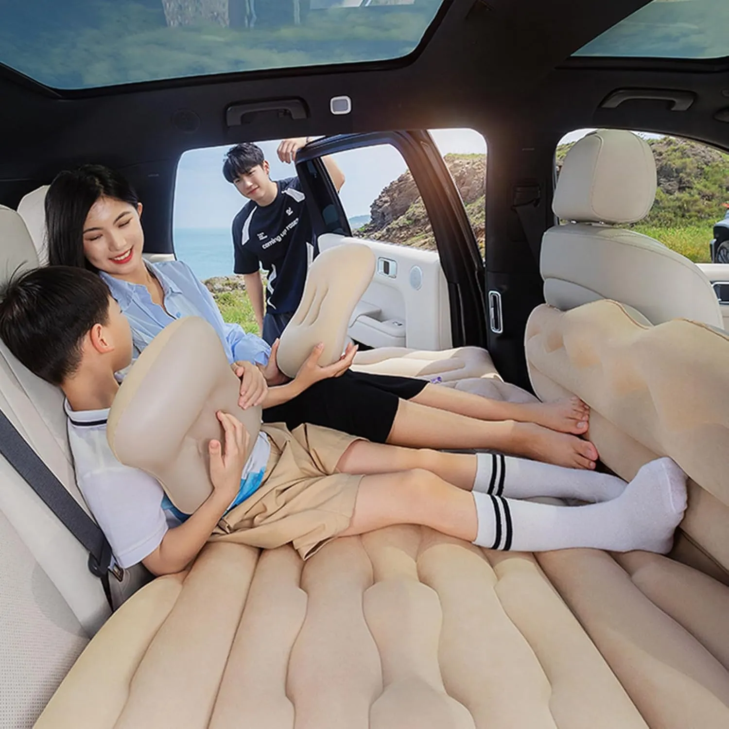 Car Air Mattress for Seat Tarraco 5seats 2019 2020 2021 2022 2023 2024 Thickened Durable Car Camping Air Mattress Bed with Air Pump Inflatable Sleeping Mat,C