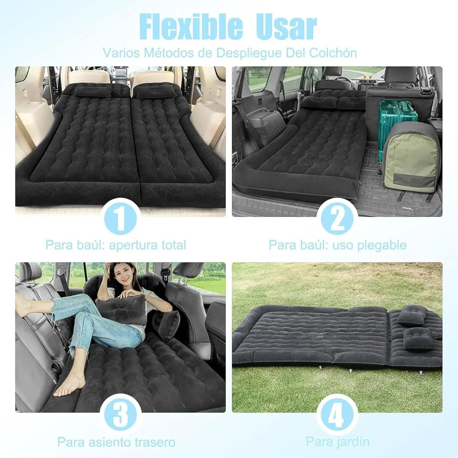 Car Bed for Toyota Sequoia I 2000 2001 2002 2003 2004 2005, Thickened Double-Sided Portable Foldable Sleeping Pad Car Inflatable Mattress Car Accessories,Grey
