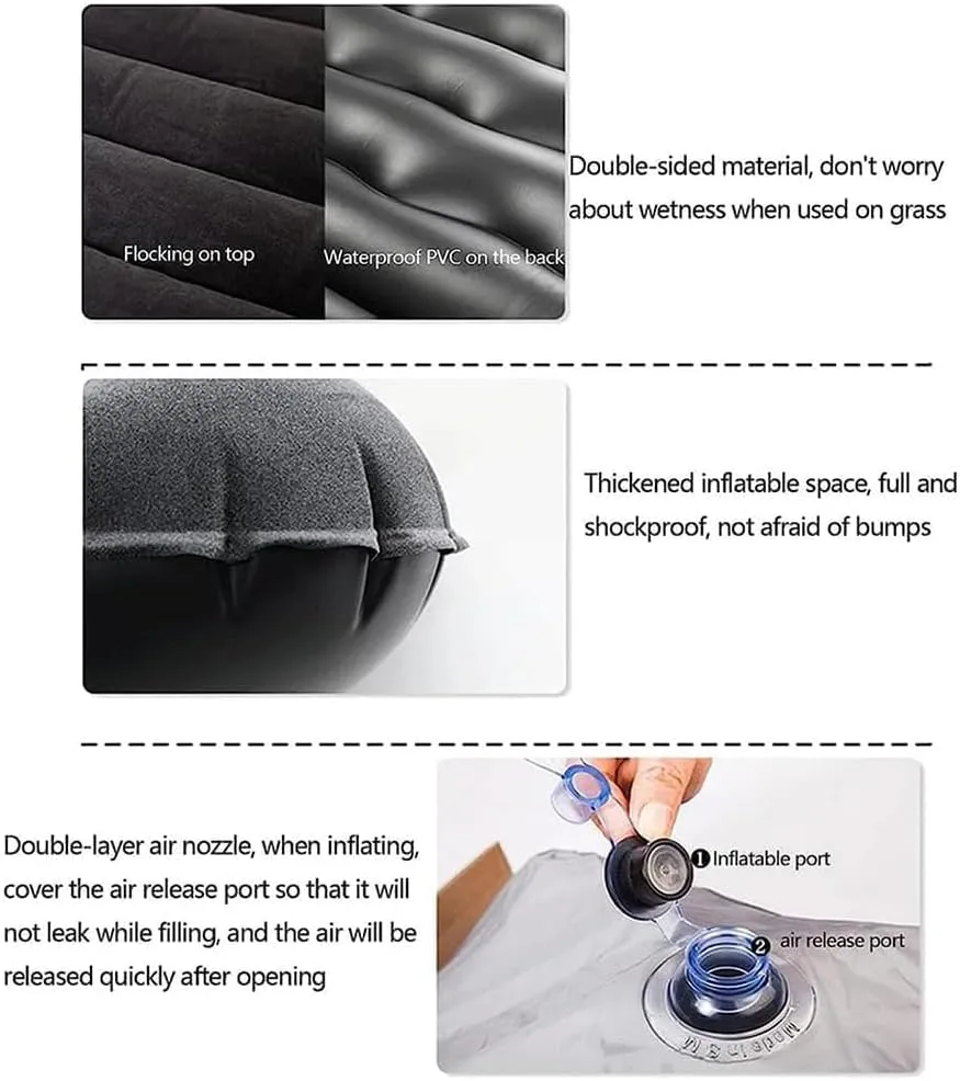 Car Inflatable Mattress for KIA Sorento 7seats 2020 2021 2022 2023 2024 2025 2026 Portable Car Air Bed Rear Trunk Camping Bed Back Seat Air Mattress Folding Air Bed Cushion,Black