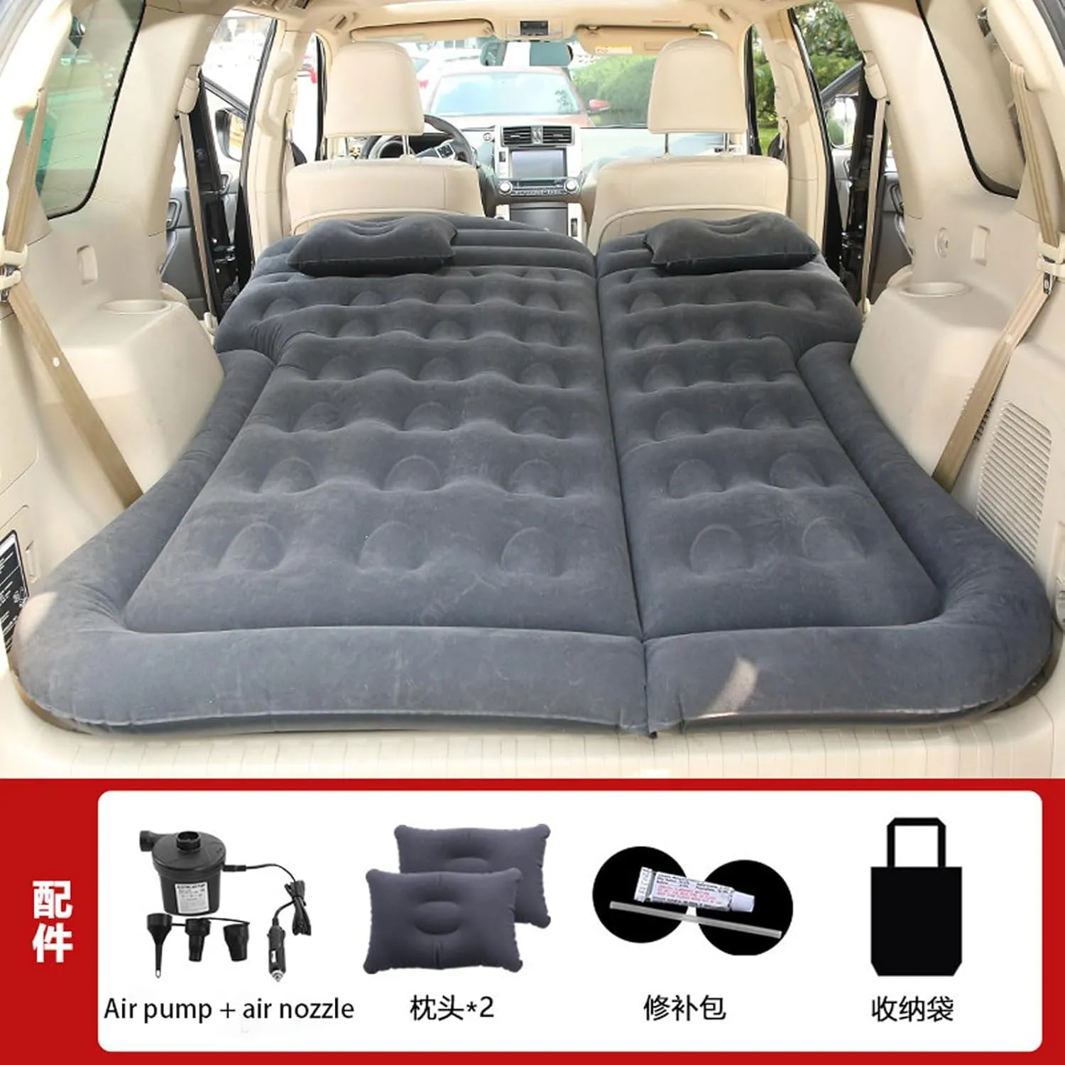 Car Mattress for Kia Carnival IV 2020 2021 2022 2023 2024 2025, Portable Multifunctiona Outdoor Travel Nflatable Bed with Air Pump and Storage Bag Accessories,Black