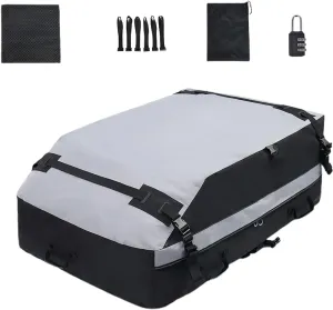 Car Rooftop Bag - Car Luggage Bag, Rooftop Cargo Carrier | Cubic Feet Soft Roof Top Luggage Bag for with Waterproof Zip, Luggage Lock Anti Slip Mat Storage Bag for All Vehicles Cars