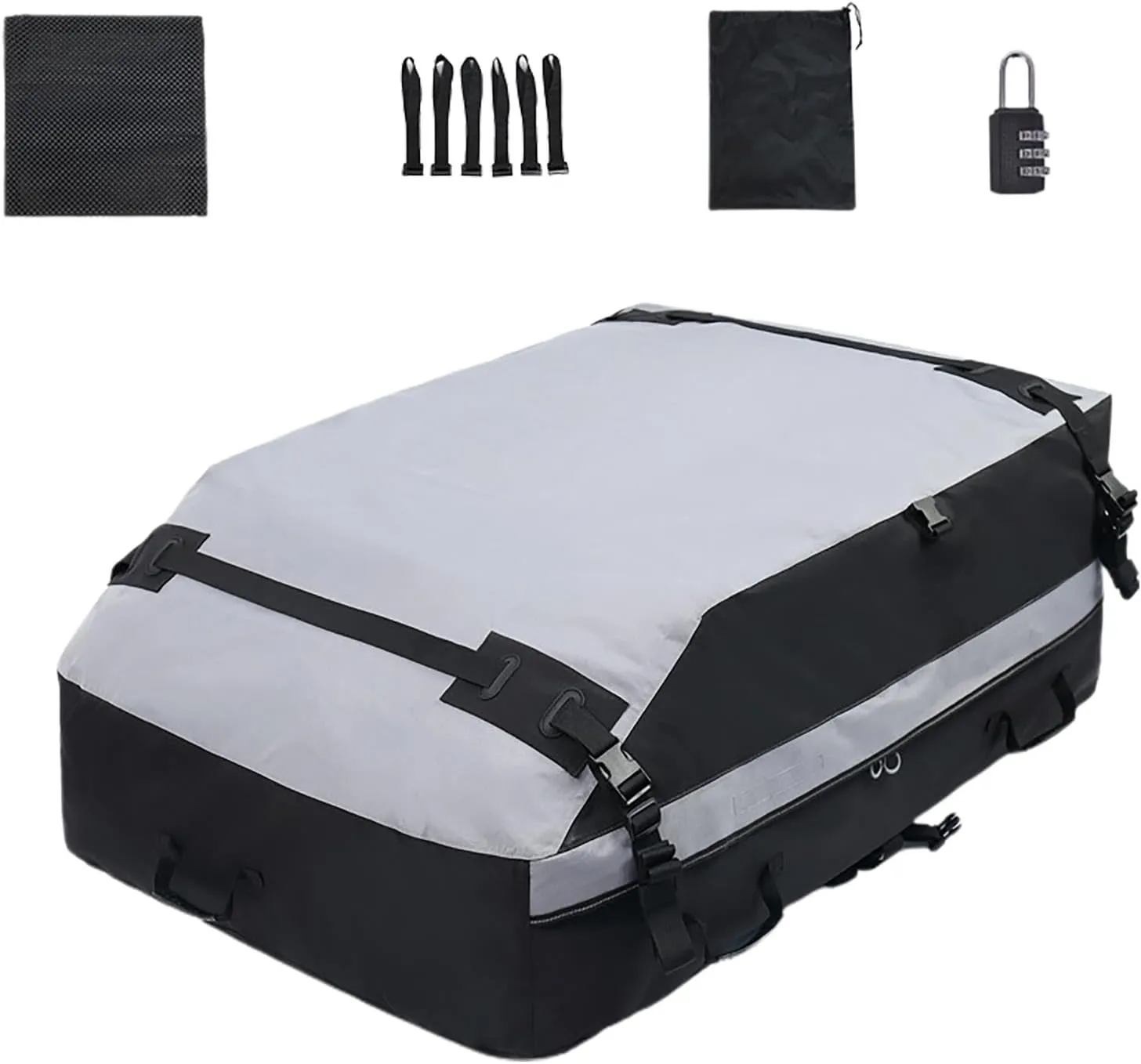 Car Rooftop Bag - Car Luggage Bag, Rooftop Cargo Carrier | Cubic Feet Soft Roof Top Luggage Bag for with Waterproof Zip, Luggage Lock Anti Slip Mat Storage Bag for All Vehicles Cars