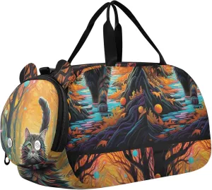Carry on Duffel Bag Boys Toddler Weekender Bags Girls Duffle Bags for Travel Kids Gym Duffle Fall Running Cat