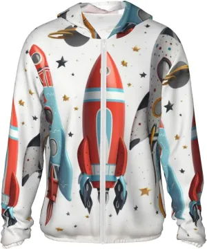 Cartoon Rockets Men's Sun Shirts UPF 50  Women's Sun Protection Hoodie Jacket Long Sleeve Rash Guard