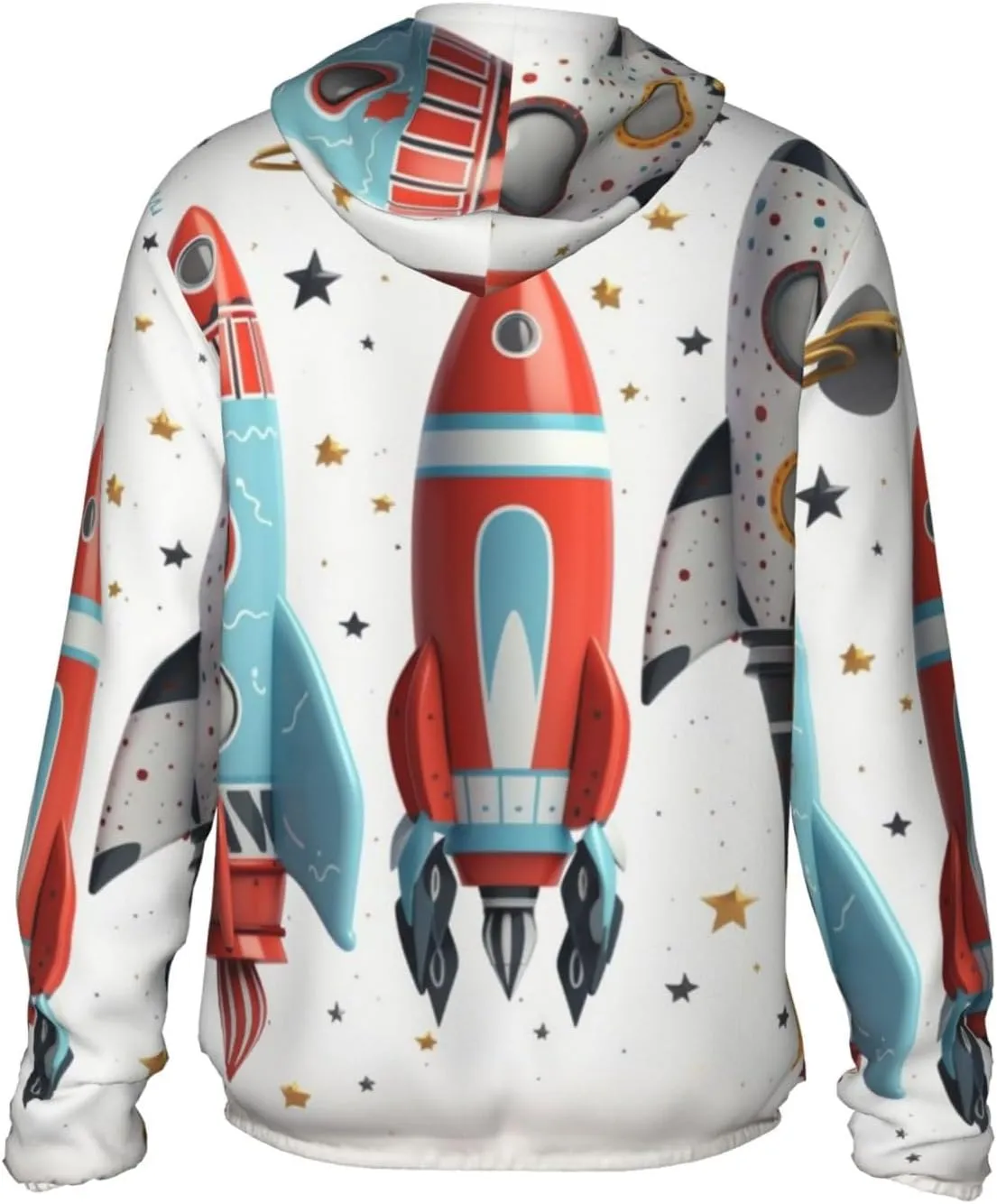 Cartoon Rockets Men's Sun Shirts UPF 50  Women's Sun Protection Hoodie Jacket Long Sleeve Rash Guard