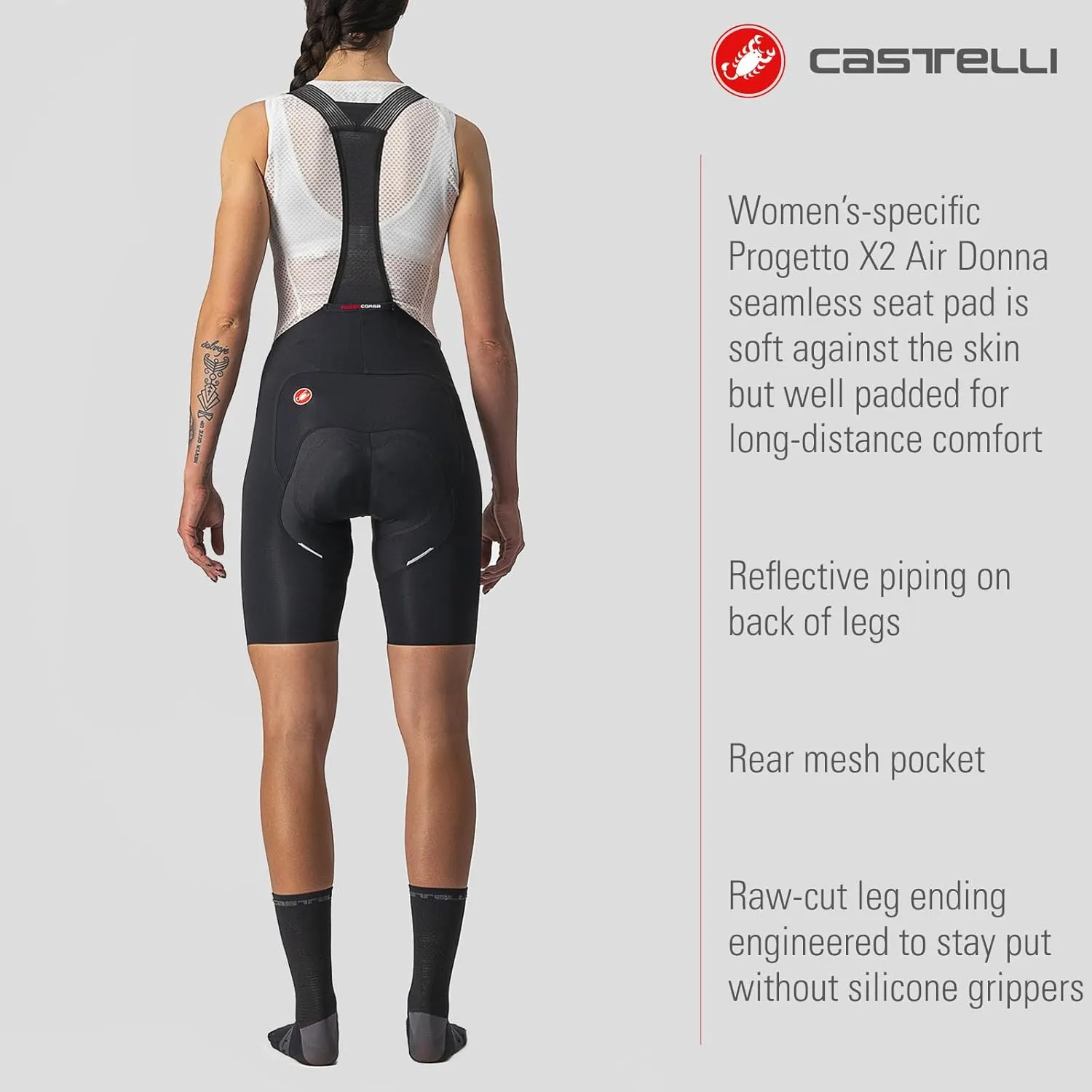 CASTELLI Women’s Free Aero RC Bibshort with Pro-Level Seat Pad for Road Cycling and Top Level Racing