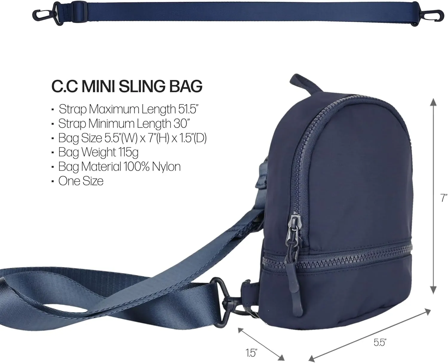 C.C Belt Bag for Women Sling Bag Crossbody Bags with Adjustable Strap for Women (Backpack - Navy)