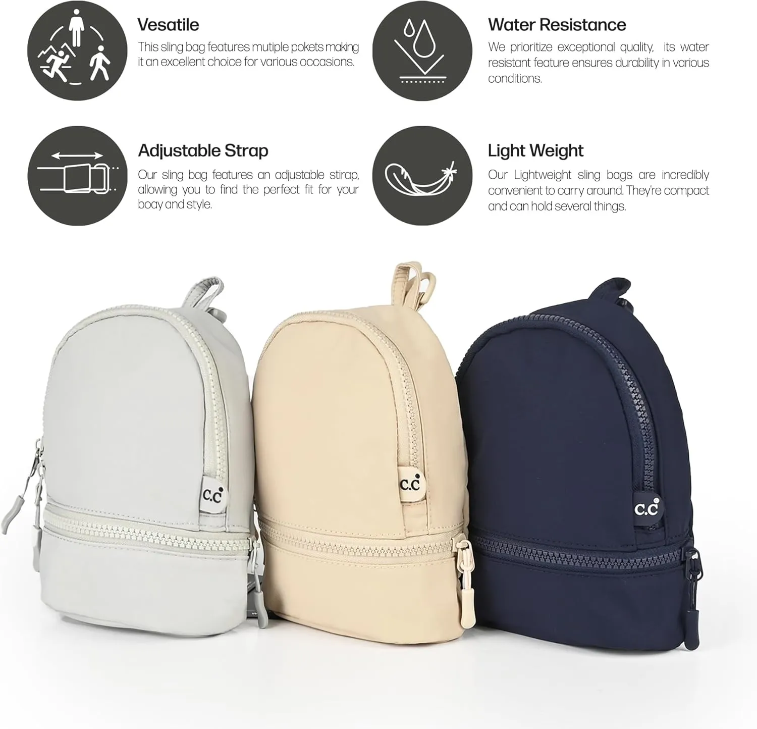 C.C Belt Bag for Women Sling Bag Crossbody Bags with Adjustable Strap for Women (Backpack - Navy)