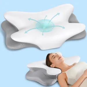 Cervical Neck Pillow for Pain Relief - Ergonomic Side Sleeper Pillow for Neck Support, Cooling Memory Foam Pillows for Sleeping, Contour Pillow Orthopedic Bed Pillow for Back Stomach Sleepers