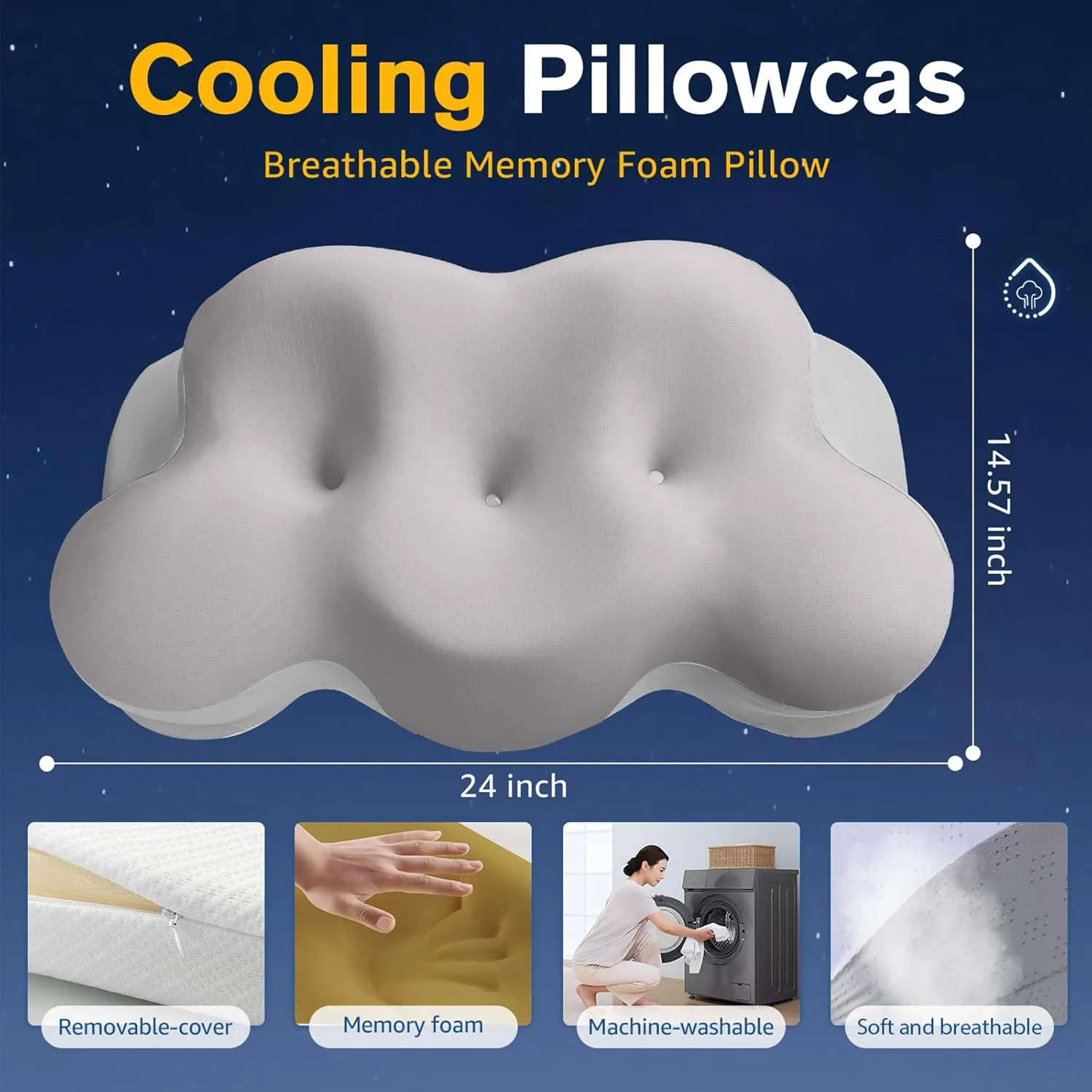 Cervical Neck Pillow, Pillows for Neck and Shoulder Pain, Contour Pillow, Neck Pillows, Pillow for Neck Pain Relief, Side Sleeper Pillows for Adults, Ergonomic Pillow, Memory Foam Pillows