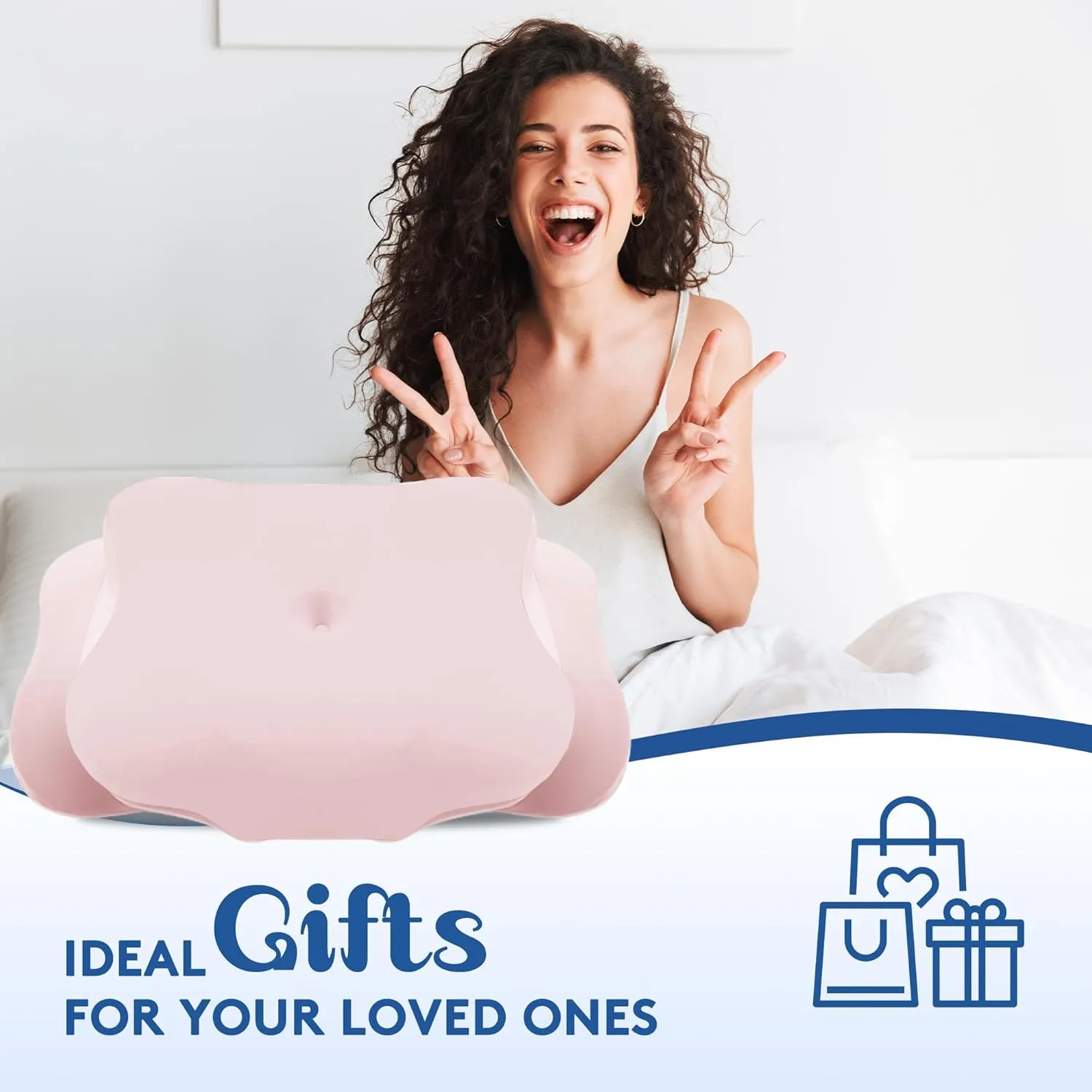 Cervical Pillow for Neck Pain Relief, Cooling Contour Memory Foam Pillows Support Odorless Ergonomic Neck Pillow Adjustable Orthopedic Bed Pillow for Side Back Stomach Sleeper with Pillowcase，Pink