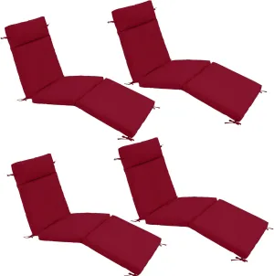 Chaise Lounge Cushion 72x21x3 Inch ?Set of 4 Outdoor Lounge Chair Cushions, Lounger Pad Replacement with Fade-Resistant, Removable & Machine-Washable Covers, Ideal for Patio Chaise Chairs, Burgundy