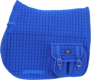 CHALLENGER Horse Quilted English All-Purpose Trail Saddle Pad Blue w/Pockets 7279