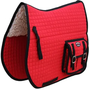 CHALLENGER Horse Quilted Western English All-Purpose Trail Ride Saddle PAD Pockets Red 7277