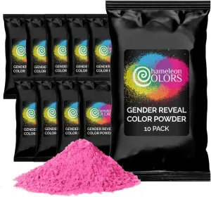 Chameleon Colors Pink Gender Reveal Powder Bags - Blackout Kit - 70g Bags - 10 Pack - Vibrant Pink Color - Powder for Baby Girl Gender Reveal - Color Not Visible Through Bag - Easy Cleanup - Non-Toxic