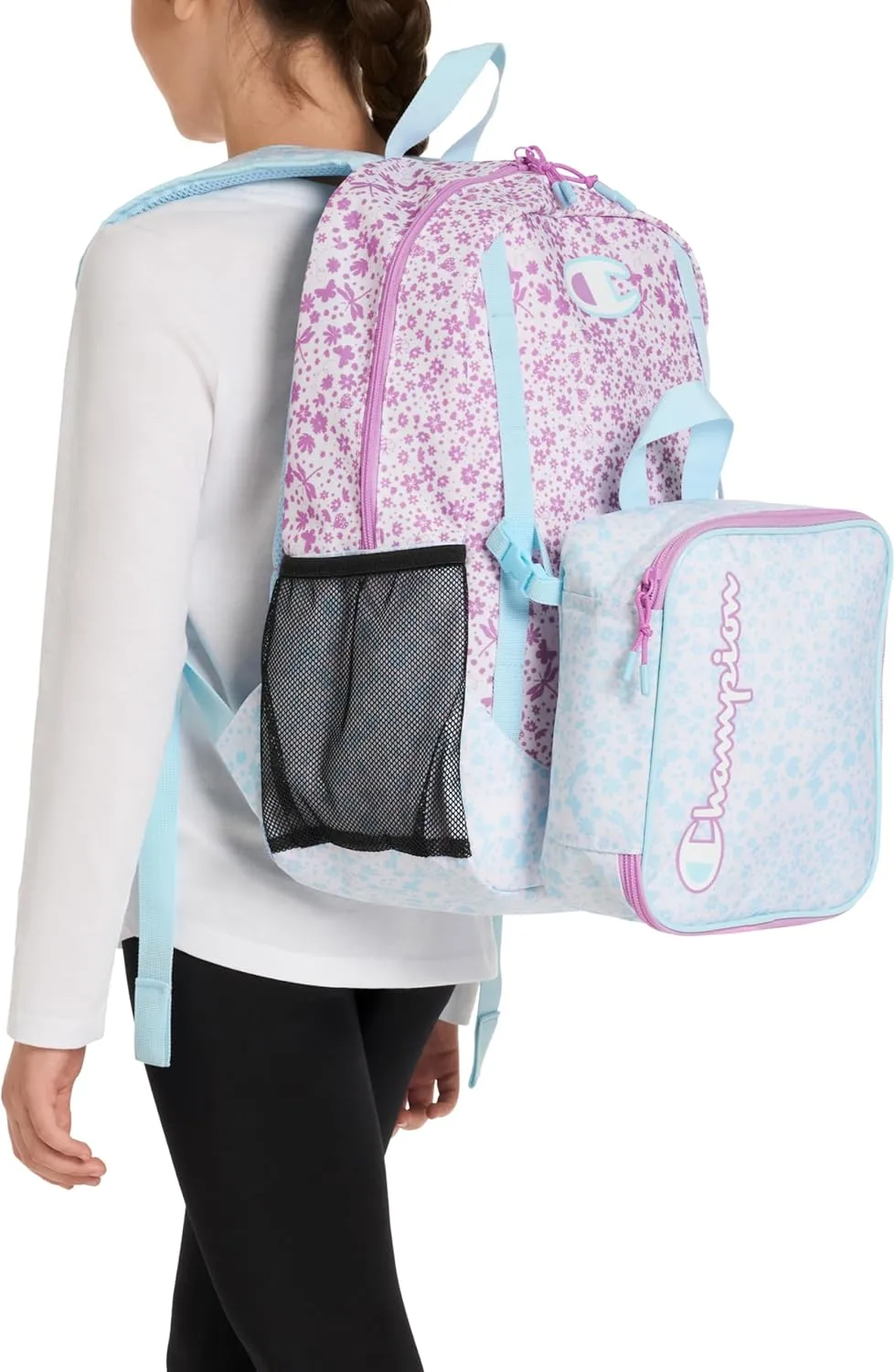 Champion Mode Lunch Kit & Backpack Combo, Pink/Blue, One Size
