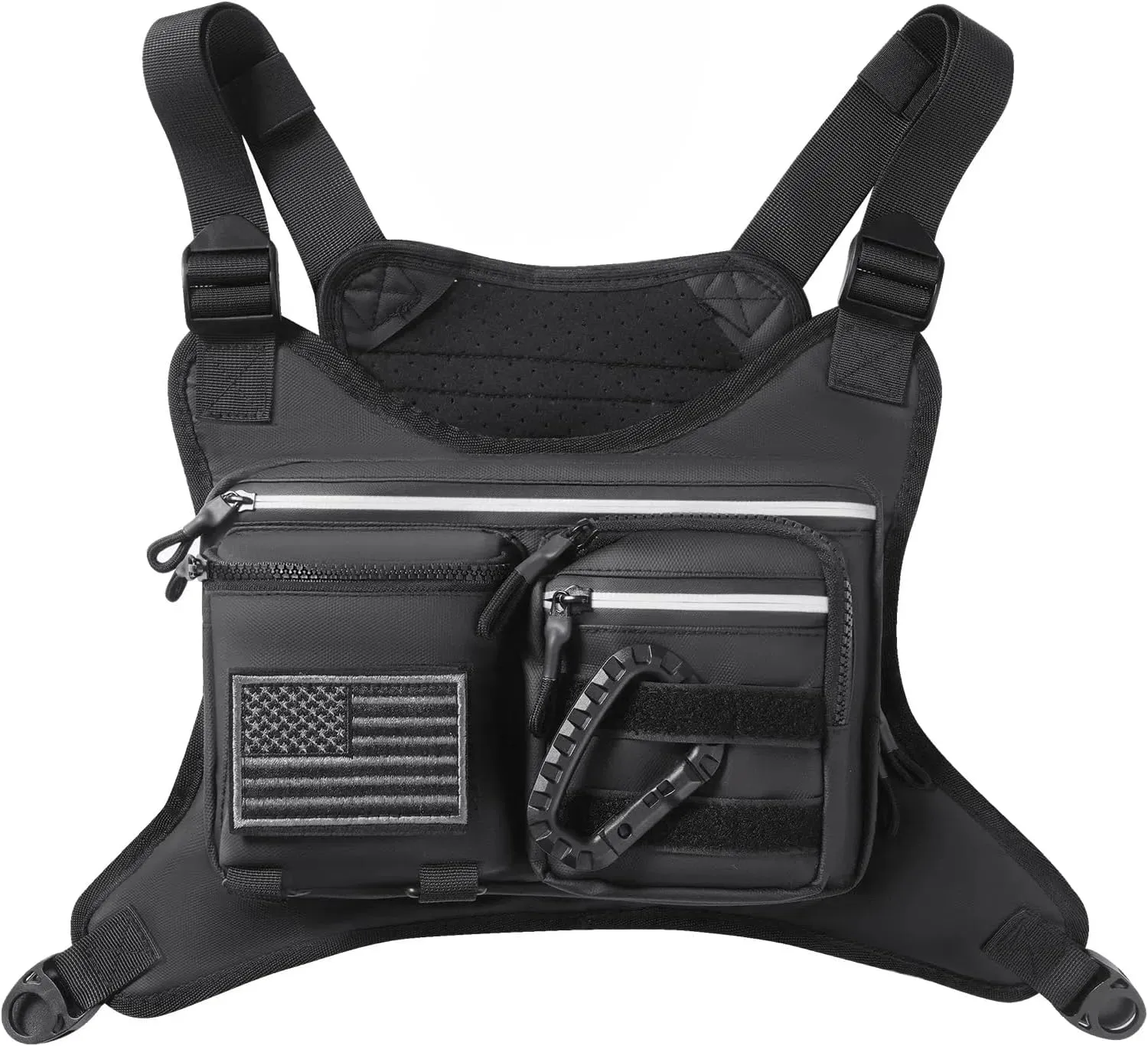 Chest Bag For Men,Water Resistant Chest Pack,Running Vest With BIG Storage for Running,Cycling,Hiking,Black