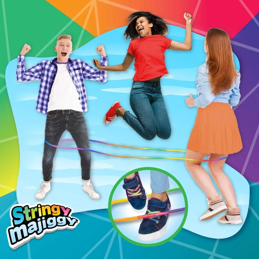 Chinese Jump Rope Elastic Jumping Rope Game for Kids & Adults I by JA-RU | Colorful Stretch Skip Rope for Girls and Boys. Party Favor Stocking Stuffer. Plus 1 Sticker | Item #733-s
