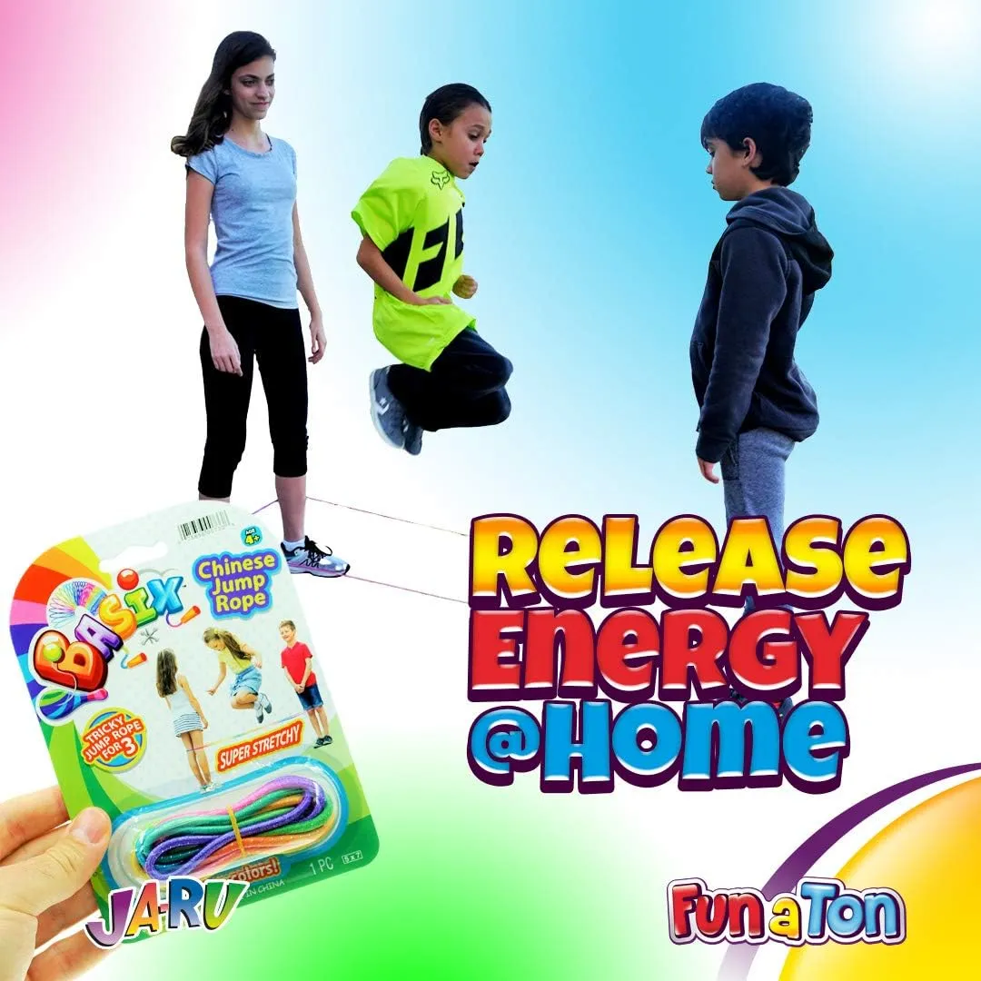 Chinese Jump Rope Elastic Jumping Rope Game for Kids & Adults I by JA-RU | Colorful Stretch Skip Rope for Girls and Boys. Party Favor Stocking Stuffer. Plus 1 Sticker | Item #733-s