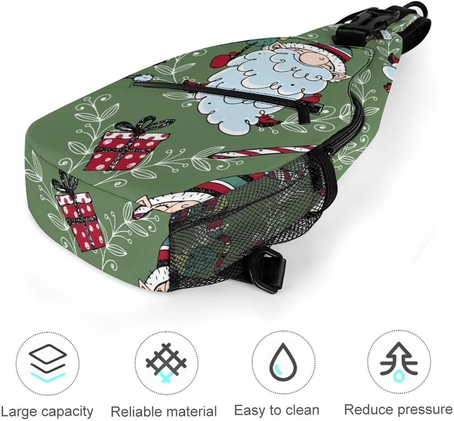 Christmas-pattern-nordic-gnomes Crossbody Sling Backpack, Shoulder Bag Chest Bag for Travel Sport Running