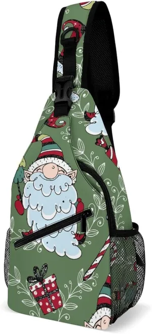 Christmas-pattern-nordic-gnomes Crossbody Sling Backpack, Shoulder Bag Chest Bag for Travel Sport Running