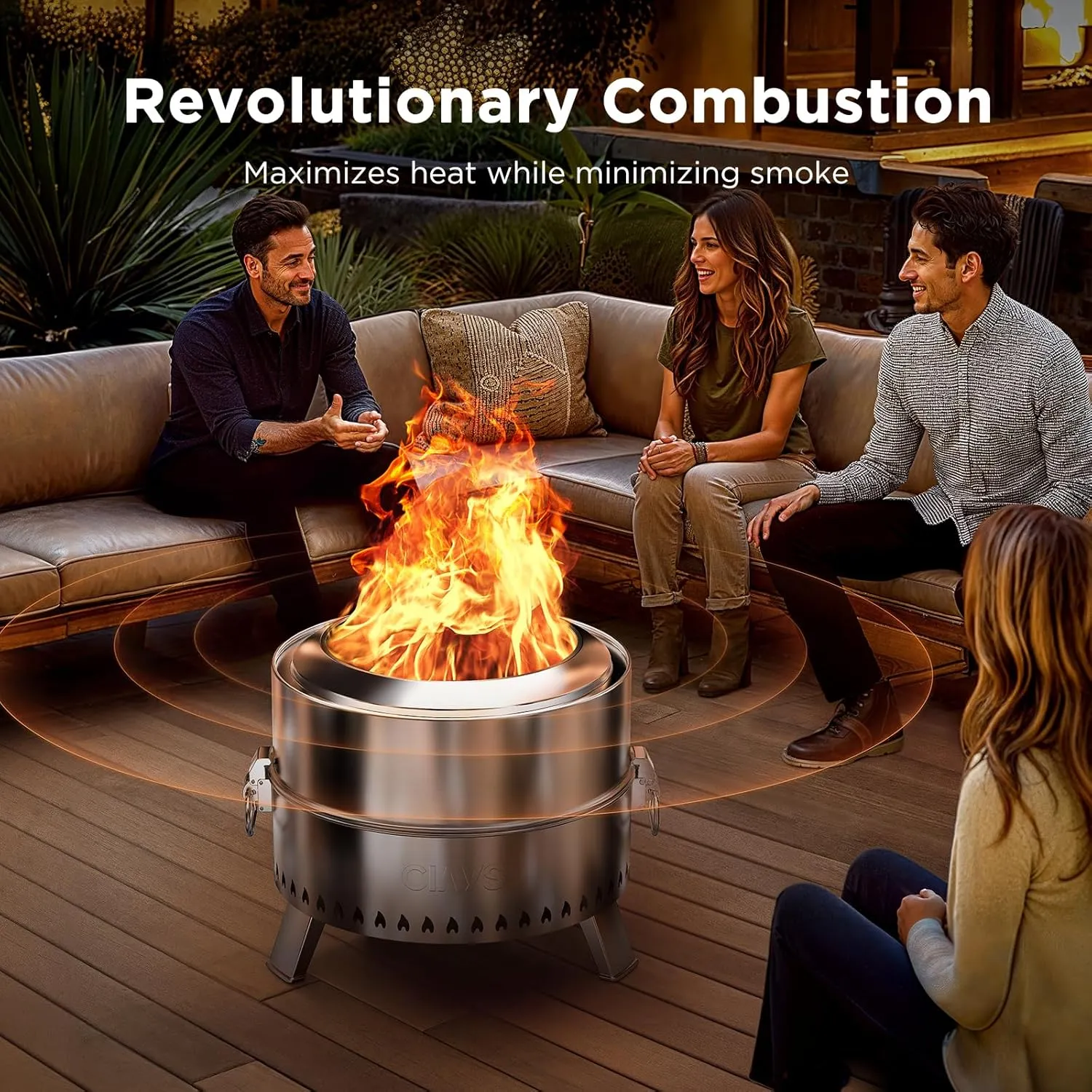 Ciays Smokeless Firepit, 17 Inch Fire Pit for Camping with Patented Technology, Portable Fire Pit for Outside with Steel Grill Rack, Fire Poker, and Bag, Easy Setup and Storage, Wood Burning